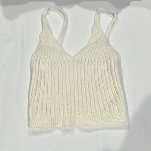Paradise USA white fuzzy crop top. Size medium. NWOT.